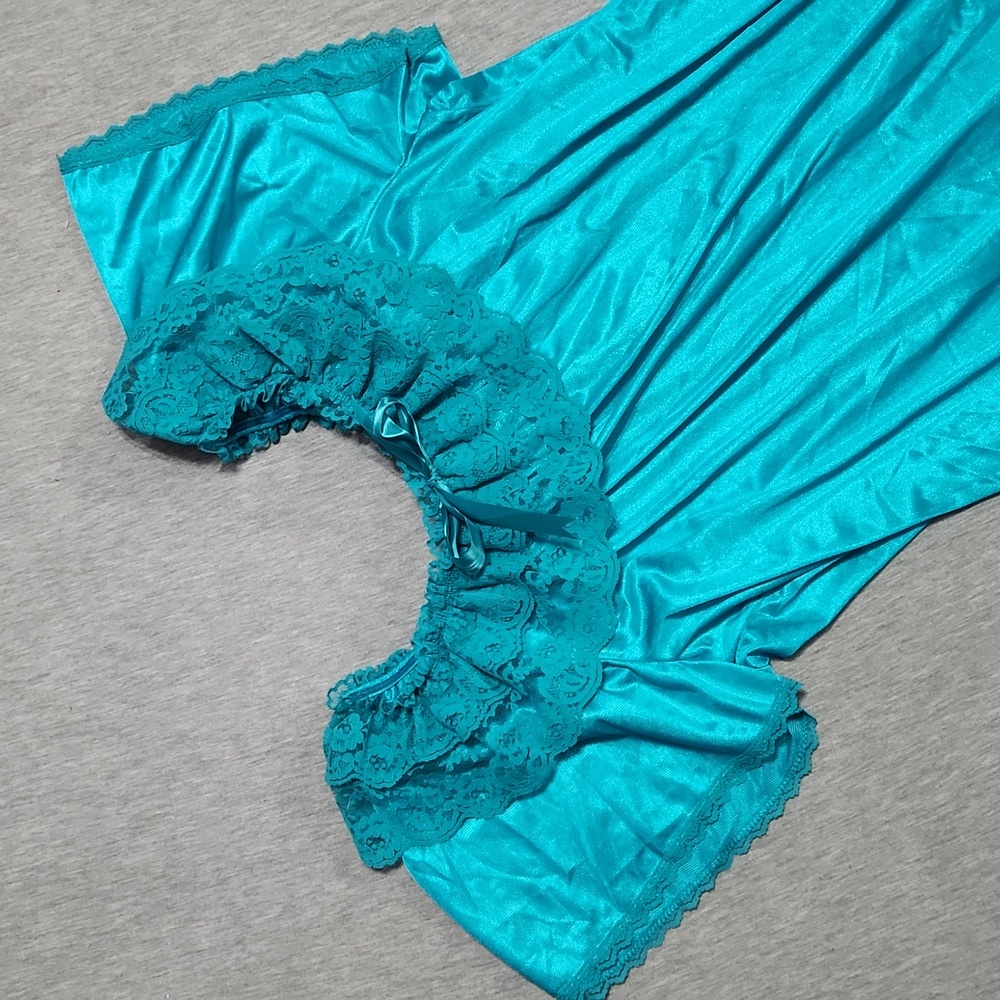 Vintage Plus Size Lingerie Nightgown Lacey Satin Maxi Slip Dress